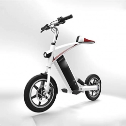 MMJC Bicicletas eléctrica Bicicleta eléctrica plegable de 14 pulgadas, freno de disco de velocidad variable, para adultos, ultraligera, portátil, para hombres y adultos, color blanco, tamaño L