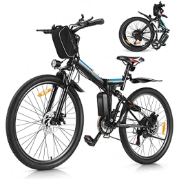 WIND SPEED Bicicletas eléctrica Bicicleta eléctrica plegable de 26 pulgadas, bicicleta eléctrica ligera para hombres y mujeres, con batería extraíble de 36 V 8 Ah, engranaje profesional de 21 velocidades (negro, 26 pulgadas)
