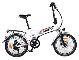 Farger Bicicletas eléctrica Bicicleta eléctrica plegable Myatu de 20 pulgadas con cambio Shimano de 7 velocidades, batería de 36 V 10, 4 Ah, motor trasero de 250 W (blanco)