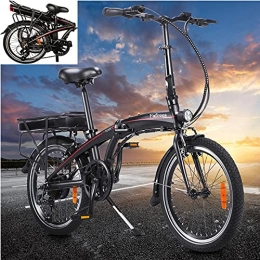 CM67 Bicicleta Bicicleta Eléctricas Negro Bicicletas Plegables, Batera 36V 6.0Ah Asiento Ajustable con Pedales, hasta 45-55 km Bicicletas De Carretera para Mujeres / Hombres