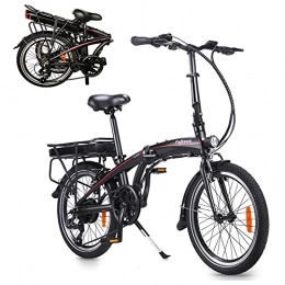 CM67 Bicicleta Bicicletas electricas Plegables 20 Pulgadas Engranajes de 7 velocidades 250W Batería extraíble de Iones de Litio de 10 Ah Bicicleta eléctrica Inteligente Bicicleta eléctrica para viajeros