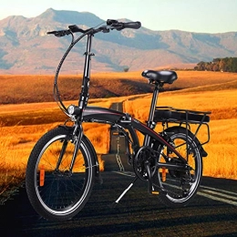 CM67 Bicicletas eléctrica Bicicletas electrico 20 Pulgadas Engranajes de 7 velocidades Batería de 50 a 55 km de autonomía ultralarga Cuadro Plegable de aleación de Aluminio Adultos Unisex Bicicleta eléctrica para viajeros