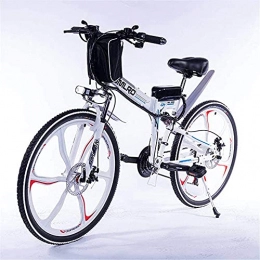 CCLLA Bicicleta CCLLA Bicicleta eléctrica Batería de Litio Plegable asistida Bicicleta de montaña Bicicleta de batería de 27 velocidades 350W48v13ah Suspensión Completa remota, Blanco, 10AH