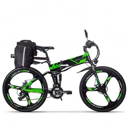cysum Bicicletas eléctrica cysum Bicicleta eléctrica RT860 36V 12.8A batería de Litio Bicicleta Plegable Bicicleta de montaña 17 * 26 Pulgadas Bicicleta eléctrica Inteligente (Verde-Negro2)