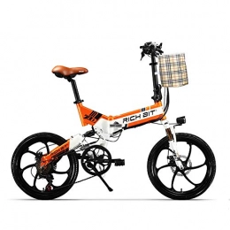 cysum Bicicletas eléctrica cysum RT-730 Bicicleta eléctrica Plegable 20 Pulgadas Bicicleta eléctrica 48v 8ah batería Oculta (Orange)