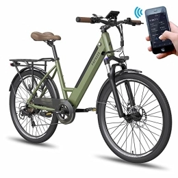 Fafrees Bicicleta Fafrees Bicicleta Electrica con App, 26 Pulgadas Bici Electrica Adulto, 36V 10 Ah Ebike 90KM Pedaleo Asistido, 250W Ciudad Urbana Bicycle Electric, 3 Colores Oficial F26 Pro Verde