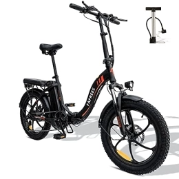 Fafrees Bicicleta Fafrees Bicicleta eléctrica Plegable F20, 250W / 16Ah Bicicleta eléctrica Urbana, 20 Pulgadas Fatbike, Shimano 7 velocidades, Alcance 120 km, 25km / h, Negro