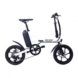 FJNS Bicicletas eléctrica FJNS Bici Elctrica de 16 Pulgadas, Bicicleta elctrica Plegable de 13Ah 250W 25 km / h 80 km Sistema Inteligente Inteligente de Velocidad Variable, Blanco
