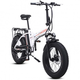 FJNS Bicicletas eléctrica FJNS Bicicleta Electrica Plegable Aluminio Bicicleta eléctrica de Nieve / Playa de 20 Pulgadas para Adultos E-Bike 4.0 Fat Tire con batería de Litio incorporada de 48V 15AH, 500W, Blanco