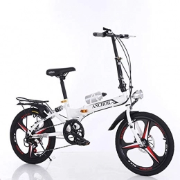 Grimk Bicicletas eléctrica Grimk 20 Pulgadas Plegable De Aluminio Bicicleta De Paseo Mujer Bici Plegable Adulto Ligera Unisex Folding Bike Manillar Y Sillin Confort Ajustables, 6 Velocidad, Capacidad 140kg, White