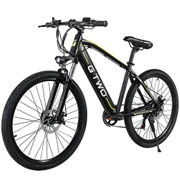 GTWO Bicicletas eléctrica GTWO G2 Bicicleta montaña eléctrica, Bicicleta MTB 27, 5 Pulgadas para Hombres y Mujeres con batería de Litio extraíble, transmisión 27 velocidades (Negro Amarillo)