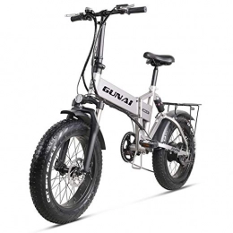 GUNAI Bicicleta GUNAI Bicicleta Elctrica 500W 20 Pulgadas 48V 12.8Ah Neumtico Gordo Ciclismo de Playa Bicicleta de Montaa Suspensin Completa MTB Ebike 7 Velocidad Variable (Plata)