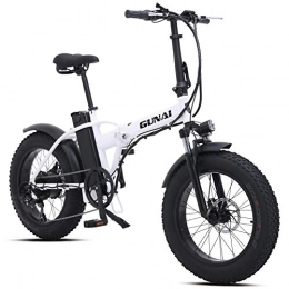 GUNAI Bicicleta GUNAI Bicicleta Elctrica 500W 20 Pulgadas 48V 15Ah Neumtico Gordo Ciclismo de Playa Bicicleta de Montaa Suspensin Completa MTB Ebike 7 Velocidad Variable(Blanco)