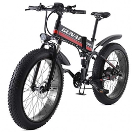 GUNAI Bicicleta GUNAI Bicicleta eléctrica 26 Pulgadas Bicicleta de Nieve Plegable con neumáticos Gruesos Bicicleta eléctrica de montaña de 21 velocidades con Asiento Trasero （Rojo）