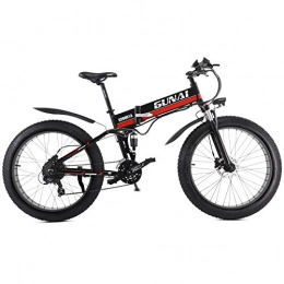 GUNAI Bicicleta GUNAI Bicicleta eléctrica de montaña, 1000W, Batería 48V E-Bike Sistema de Transmisión de 21 Velocidades con Linterna con Batería de Litio Desmontable(Negro)