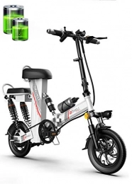 GUOJIN Bicicleta GUOJIN Bicicleta Electrica Plegables, 350W Motor Bicicleta Plegable 25 Km / H, Bici Electricas Adulto con Ruedas De 12", Batería 48V 11Ah, E-Bike Pedal Assist Frenos De Disco, Blanco