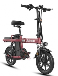 GUOJIN Bicicleta GUOJIN Bicicleta Eléctrica 350W Motor Bicicleta Plegable 25 Km / H, Bici Electricas Adulto con Ruedas de 14", Batería 48V 15Ah, Asiento Ajustable Carga de La Bicicleta 250 Kg, Rojo