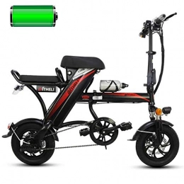 GUOJIN Bicicleta GUOJIN Bicicleta Eléctrica Plegable E-Bike Motor De 350W Velocidad Máxima 25KM / H Bicicleta Eléctrica 11AH Batería Neumáticos De 12 Pulgadas 3 Modos De Conducción, Negro