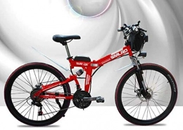 Hold E-Bikes Bicicletas eléctrica Hold E-Bikes Bicicleta de montaña X9 Bicicletas 26"21 velocidades Freno de Disco Doble Radios Ruedas Bicicleta@Rojo
