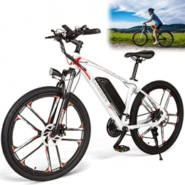 JINGJIN Bicicletas eléctrica JINGJIN Bicicleta electrica Bicicleta de montaña 26 ” Grueso Aleación de Aluminio Bicicleta electrica Plegable, Bicicleta electrica montaña, 30Km / h 48V 350W 8Ah Carga útil 150 kg, White