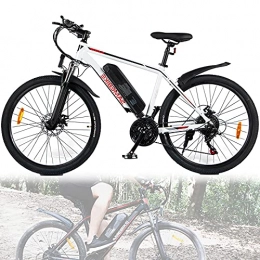 JINGJIN Bicicletas eléctrica JINGJIN Bicicleta Eléctrica Marco de montaña de aleación de Aluminio de 26" para Mujeres / Bicicleta de Montaña / e-Bike Aluminio 36V 10AH Batería Frenos de Disco, White