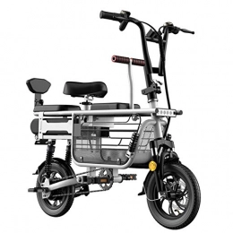 KT Mall Bicicleta KT Mall Bicicleta eléctrica para Adultos de 3 plazas Vespa 48v batería Litio con Asiento Infantil Almacenamiento Basket12 Pulgadas Neumáticos LCD para la Tercera Edad en Uso de Las Compras, White8ah