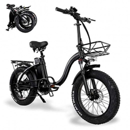 KT Mall Bicicletas eléctrica KT Mall Bicicletas Plegables eléctricos para Adultos con 48V 15AH de Gran Capacidad de Iones de Litio 20 En el Fat Tire Bicicleta eléctrica con el Coche de la Cesta Mini pequeño