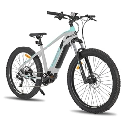 STITCH Bicicletas eléctrica Lamassu Bicicleta Eléctrica de Montaña 27, 5 Pulgadas con Horquilla de Suspensión Hidráulica E-MTB Shimano 10 Velocidades con Freno de Disco Motor Central 14 Ah Batería LCD Gris Marco de Aluminio 457mm