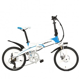 LANKELEISI Bicicletas eléctrica LANKELEISI G660 Elite 20 Pulgadas Bicicleta eléctrica Plegable, batería de Litio 48V 10Ah, Marco de aleación de Aluminio, 5 Grados de Asistencia (Blanco Azul, Batería de Repuesto Plus 1)