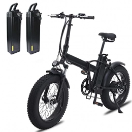 Liu Yu·casa creativa Bicicleta Liu Yu·casa creativa Bicicleta eléctrica 500W Plegable for Adultos al Aire Libre Ciclismo Plegable 4.0 Tire de Grasa MTB Hombres Beach Snow Mountain Ebike (Color : Black-2 Battery)