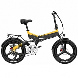 Liu Yu·casa creativa Bicicleta Liu Yu·casa creativa Bicicleta eléctrica Plegable for Adultos 20 '' Montaña 7 Velocidad Bicicleta eléctrica 400W 14.5Ah Hidden Li-Ion Batería Frente y suspensión Trasera Ebike (Color : Amarillo)