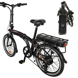 CM67 Bicicleta Negro Bicicleta Eléctricas de montaña Plegables, 250W Motor Bicicleta Plegable 25 km / h hasta 45-55 km Bicicletas De Carretera para Mujeres / Hombres