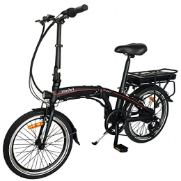 CM67 Bicicleta Negro Bicicleta Eléctricas de montaña Plegables, 36V 10Ah Batera de Litio extrable Bicicleta 25 km / h, hasta 45-55 km Bicicleta Eléctricas para Adultos / Hombres / Mujeres.