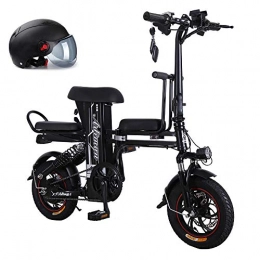 Pc-Glq Bicicleta Pc-Glq 350W Bicicleta Electrica, EBIKE 12", Batteria Al Litio Rimovibile & Doble Freno Disco Bat. Ion Litio 48V 8Ah, Auto Elettrica Della Città, Negro, 11A