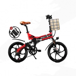 RICH BIT Bicicleta RICH BIT Bicicleta eléctrica Plegable 20 Pulgadas, Bicicleta Urbana de 250 W con batería Oculta de 48 V x 8 Ah, Bicicleta eléctrica para Adultos con Control del Acelerador (Rojo)