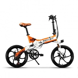 RICH BIT Bicicleta RICH BIT ZDC RT-730 LCD ebike Plegable Bicicleta eléctrica de 20 Pulgadas 48v 8ah batería Oculta Libre de impuestos (White-Orange)