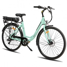 STITCH Bicicleta Rockshark - Bicicleta eléctrica con marco de aluminio 700c Shimano, 7 velocidades, freno de disco 36 V 14 Ah, batería Samsung LED, color negro y gris