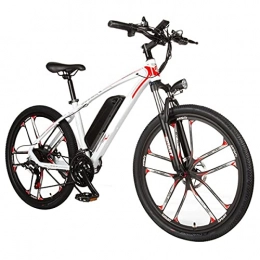 SUNWEII Bicicletas eléctrica SUNWEII E-Mountain Bike Bicicleta eléctrica de 26"Bicicletas urbanas Bicicleta E-Mountain Bike Motor de Rueda Trasera para 48V 350W Motor 8Ah para Hombres y Mujeres Bicicletas de montaña, White