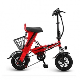 suyanouz Bicicletas eléctrica Suyanouz 12-Inch Drive Bicicleta ElCtrica Plegable Bicicleta ElCtrica De Alta Potencia Scooter ElCtrico Adulto PequeA GeneraciN Bicicleta ElCtrica, Rojo 20Ah, A