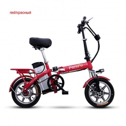 suyanouz Bicicletas eléctrica Suyanouz Frenos PortTil Plegable Bicicleta ElCtrica 14Inch Bicicleta ElCtrica BaterA ExtraBle E-Bici De Dos Discos Electric Bike Adult Mini E Bicicletas, 8Ah Rojo, A