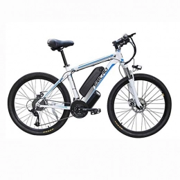 T-XYD Bicicletas eléctrica T-XYD Bicicleta de montaña híbrida, Bicicleta eléctrica para Adultos 48V 350W, 21 Velocidad Variable 26 Pulgadas, Snow Road Cruiser Motocicleta con Faros LED, White Blue