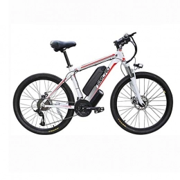 T-XYD Bicicletas eléctrica T-XYD Bicicleta de montaña híbrida, Bicicleta eléctrica para Adultos 48V 350W, 21 Velocidad Variable 26 Pulgadas, Snow Road Cruiser Motocicleta con Faros LED, White Red