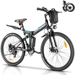 Vivi Bicicletas eléctrica Vivi Bicicleta Eléctrica de Montaña Plegable, 26"E-Bike MTB Pedal Assist, 250W Bici Electrica Plegable para Adultos, Shimano 21 Velocidades Velocidad Batería Extraíble de 36V (Negro Azul)