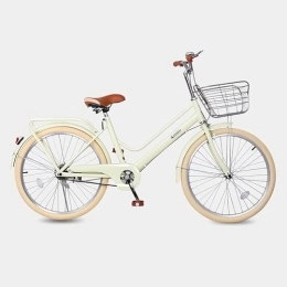 DELURA Paseo Bicicleta Mujer, Bicicleta de Viaje Diario de 6 Velocidades con Marco Liviano de Acero con Alto Contenido de Carbono, Asiento Acolchado de Gran Tamaño (Color : Silver, Size : 26)