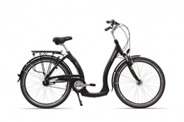 Hawk Bicicleta Hawk Bikes Green City Plus Easy-B – Bicicleta de ciudad para mujer con acceso profundo y 7 cambios de marcha; horquilla de suspensión con cuadro de Aluminio, negro
