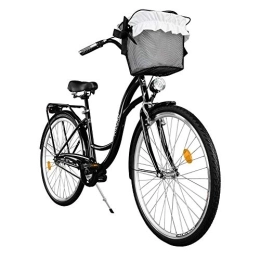 Milord Bikes Bicicleta Milord Bikes Cómoda Bicicleta de Ciudad con una Canasta, Bicicleta, 1 Velocidad, Rueda de 28", Negro