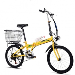 GOLDGOD Bicicleta 20 Pulgadas Adultos Plegable Bicicleta, Ultraligero Ocio Plegable Marco De Aluminio Bicicleta Con Frenos En V Delanteros Y Traseros Y Altura Del Asiento Ajustable Bike Para Altura 135-195cm, Amarillo