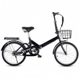 GOLDGOD Bicicleta 20 Pulgadas Estudiante Plegable Bicicleta, Velocidad Única Absorción De Impacto Plegado Bicicleta Para Hombre Y Mujer Comodidad Bicicleta Con Frenos De Acero En V Y Neumáticos Antideslizantes, Negro