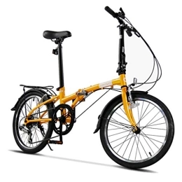 AOHMG Plegables AOHMG 20'' Bicicleta Plegable para Adultos, 6- Velocidades Marco Shimano Engranajes de Acero Ligero Unisexe Compacto Plegable Ciudad de Bicicletas, con Parrilla Trasera, Yellow