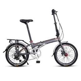 AOHMG Bicicleta AOHMG 20'' Bicicleta Plegable para Adultos de Peso Ligero, 7- Velocidades Marco Shimano Engranajes de Aluminio Plegable Unisexe Ciudad de Bicicletas, con Las defensas / Parrilla Trasera, Black